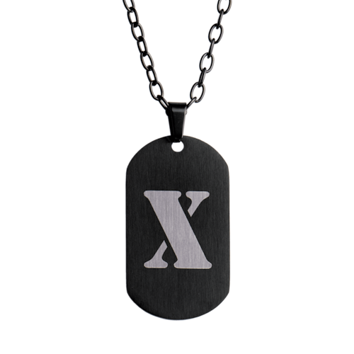 LUCKMAN Collar Hombre de Inicial Letra X , Cadena con Dije, Acero Inoxidable Color Negro y Plata - Modelo Dylan
