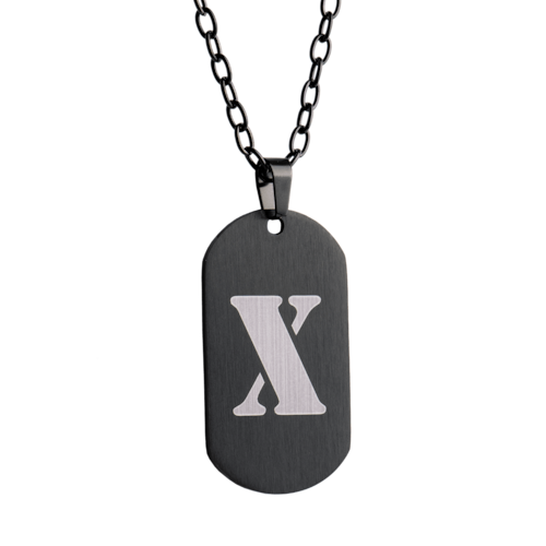 LUCKMAN Collar Hombre de Inicial Letra X , Cadena con Dije, Acero Inoxidable Color Negro y Plata - Modelo Dylan