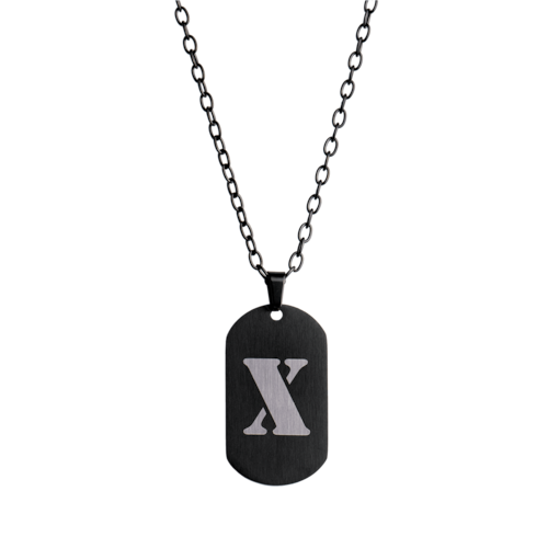 LUCKMAN Collar Hombre de Inicial Letra X , Cadena con Dije, Acero Inoxidable Color Negro y Plata - Modelo Dylan