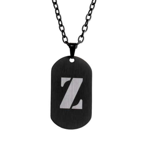 LUCKMAN Collar Hombre de Inicial Letra Z , Cadena con Dije, Acero Inoxidable Color Negro y Plata - Modelo Dylan