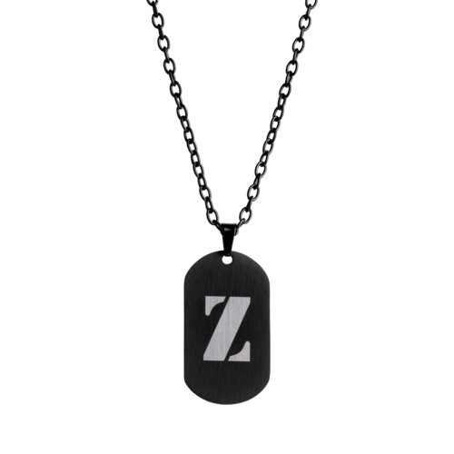LUCKMAN Collar Hombre de Inicial Letra Z , Cadena con Dije, Acero Inoxidable Color Negro y Plata - Modelo Dylan