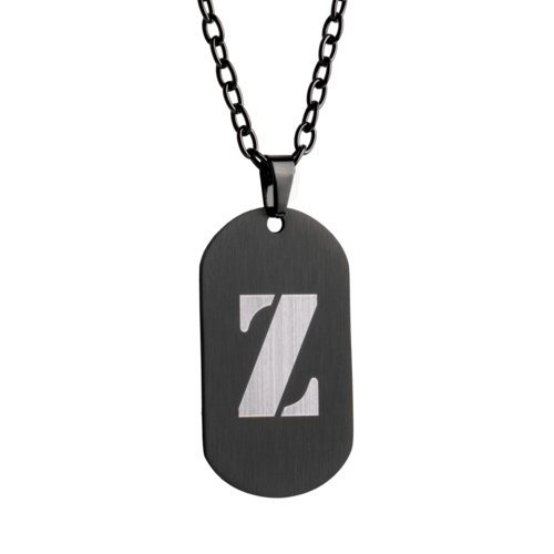 LUCKMAN Collar Hombre de Inicial Letra Z , Cadena con Dije, Acero Inoxidable Color Negro y Plata - Modelo Dylan