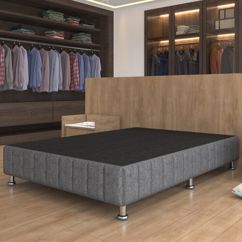 Base Box Individual Tapizado Gris con Patas