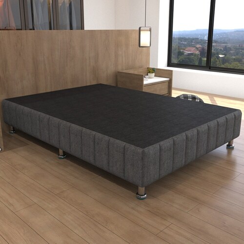 Base Box Individual Tapizado Gris con Patas