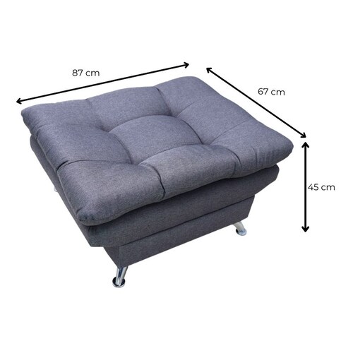 Taburete  Moderno Puff en Lino Rojo Reposapiés