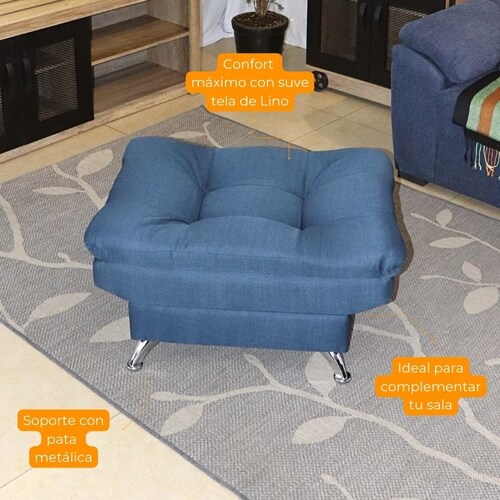 Taburete  Moderno Puff en Lino Shedron Reposapiés