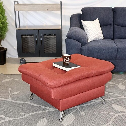 Taburete  Moderno Puff en Lino Shedron Reposapiés