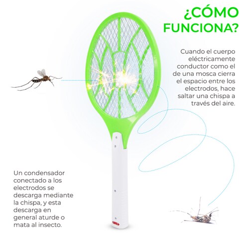 Raqueta Mata Mosquitos Lampara LED Recargable