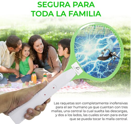 Raqueta Mata Mosquitos Lampara LED Recargable