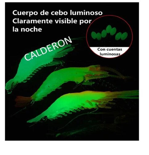 Set Señuelo De Pesca Luminiscente Realista De Camarón 