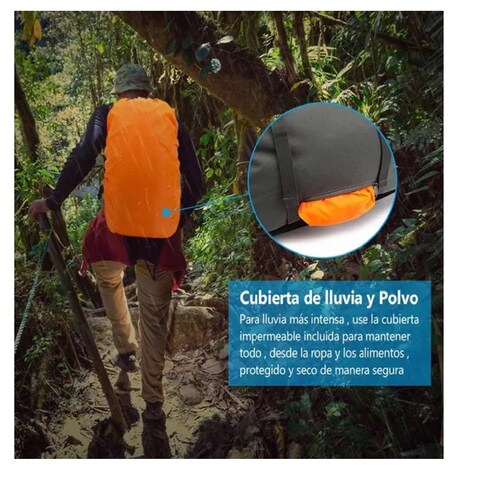 Mochila Impermeable 50l Para Senderismo Montañismo Negro