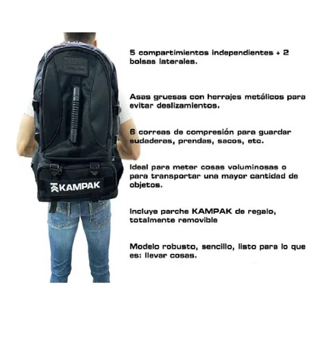 Super Mochila Tactica Expandible Multiusos Camping Negro