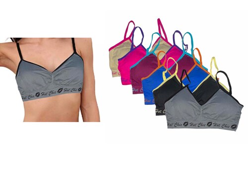 Pack de 6 Brasier Top Deportivo Licra Dama Con Esponja Tatys Fashion Pack Incluye 6 Diferentes Colores