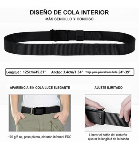 2 Cinturones Tácticos De Nylon Ajustables 125cm Negros