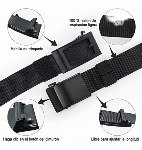 2 Cinturones Tácticos De Nylon Ajustables 125cm Negros