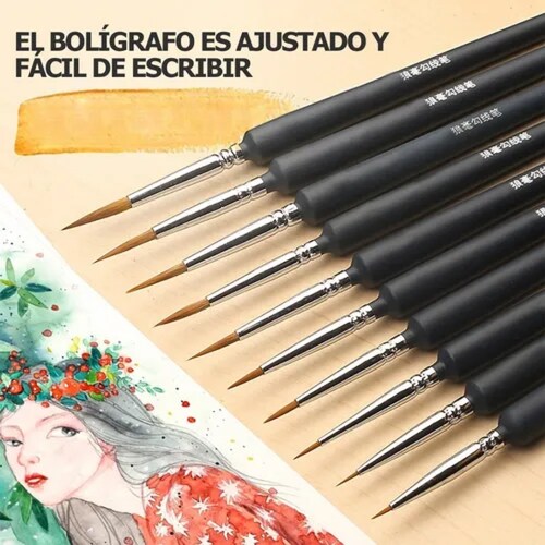 Set 11 Pinceles Para Acrilico Gouache De Dibujo Oleo Acuarel.