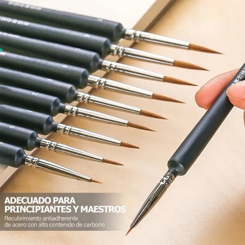 Set 11 Pinceles Para Acrilico Gouache De Dibujo Oleo Acuarel.