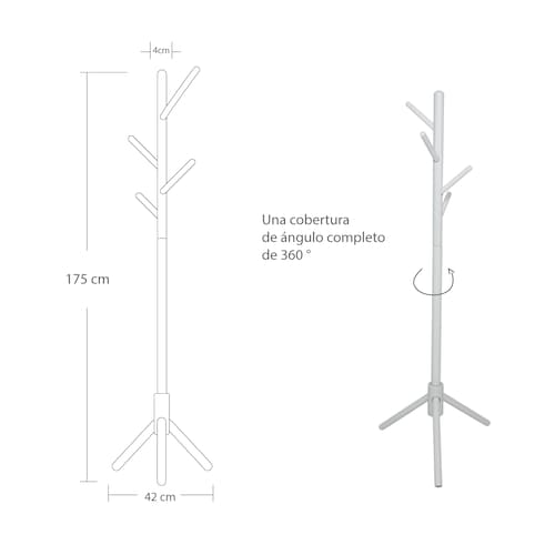 Perchero de pie blanco con 8 ganchos y 3 opciones de altura, árbol de  madera para niños con base redonda resistente, pequeño árbol de pasillo  blanco