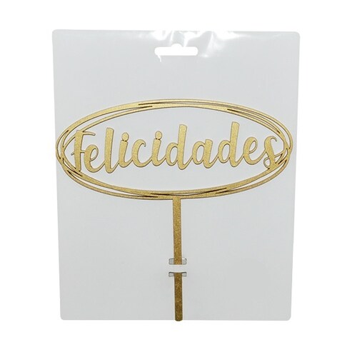 Letrero Pastel Cake Topper Felicidades Gold BdLG-015