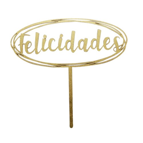 Letrero Pastel Cake Topper Felicidades Gold BdLG-015