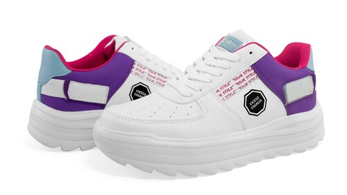 Tenis Newk Para Mujer Línea Nk Keni Color Blanco Morado Fiusha