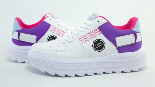 Tenis Newk Para Mujer Línea Nk Keni Color Blanco Morado Fiusha