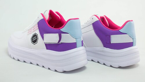 Tenis Newk Para Mujer Línea Nk Keni Color Blanco Morado Fiusha