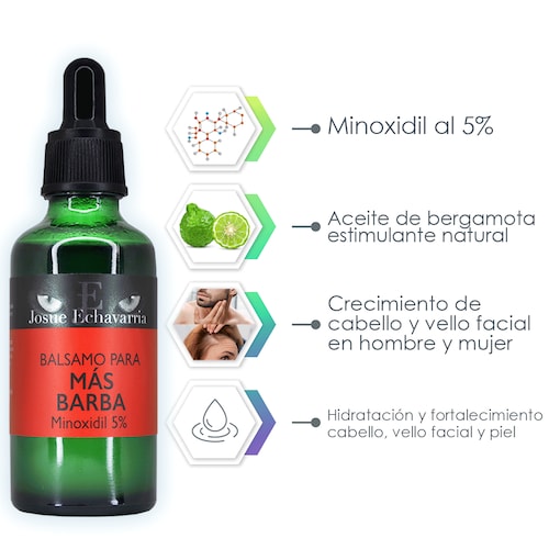 Tratamiento para cabello y barba con bergamota y MINOXIDIL 5% Josue Echavarria