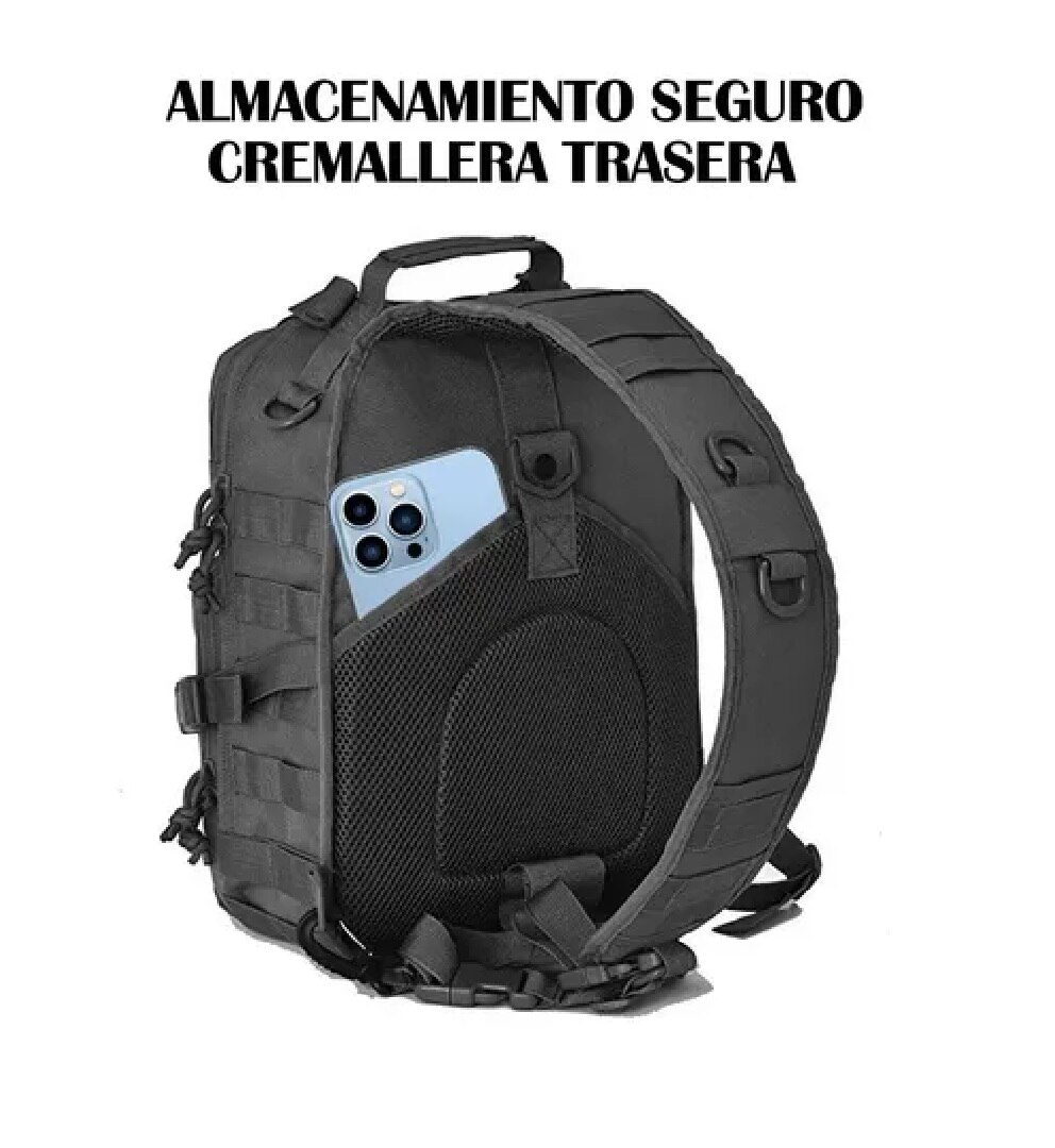 Mochila Tactica Militar Multiusos Grande Pechera Cruzada Negro