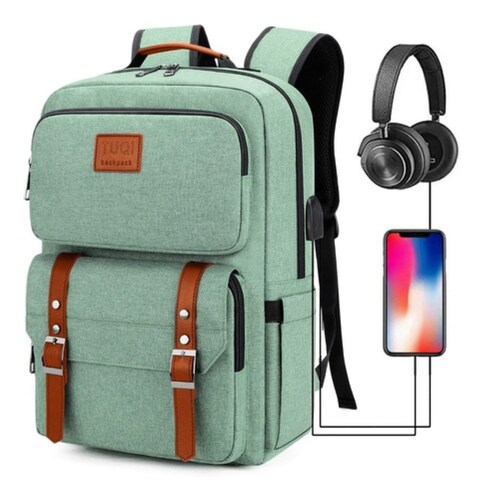 Mochila Antirrobo Para Portatil Color Verde