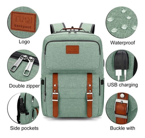 Mochila Antirrobo Para Portatil Color Verde
