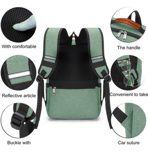 Mochila Antirrobo Para Portatil Color Verde
