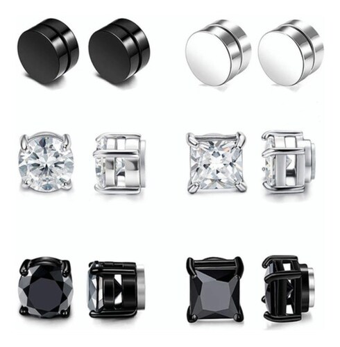 6 Pares Aretes Piercing Falso Con Imán 