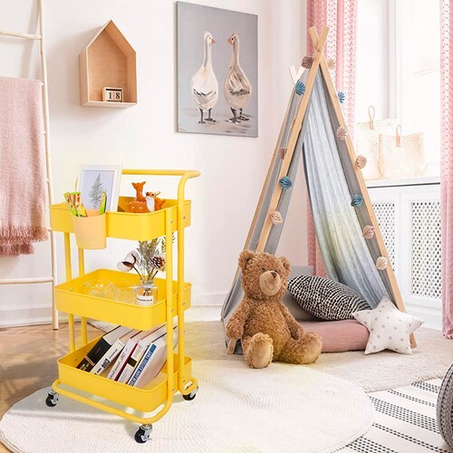 Carrito De Almacenamiento Organizador Con Ruedas Multiusos Amarillo