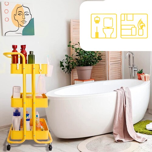 Carrito De Almacenamiento Organizador Con Ruedas Multiusos Amarillo