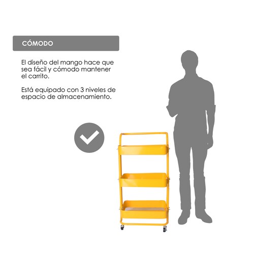 Carrito De Almacenamiento Organizador Con Ruedas Multiusos Amarillo