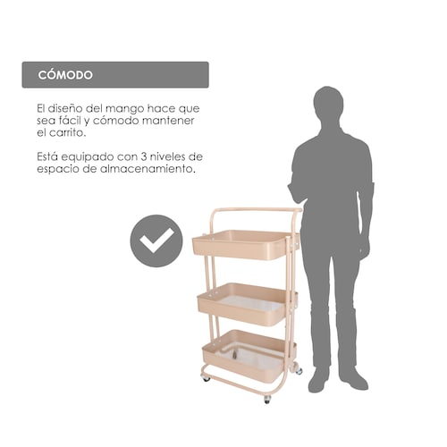 Carrito De Almacenamiento Organizador Con Ruedas Multiusos Beige