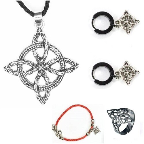 + De 4 Tipos D Juego Completo Nudo De Bruja Collar+Anillo+Pulsera+Aretes O Arracadas