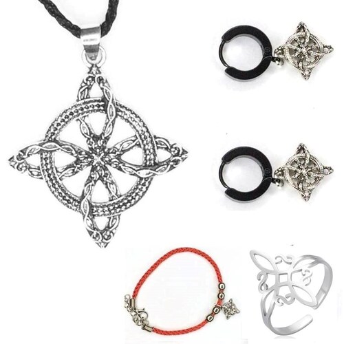 + De 4 Tipos D Juego Completo Nudo De Bruja Collar+Anillo+Pulsera+Aretes O Arracadas
