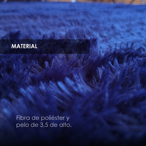 Tapete Decorativo Tipo Shag Ligero2mx3m Pelaje Largo Y Suave Azul Marino