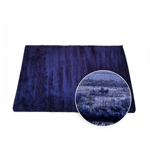 Tapete Decorativo Tipo Shag Ligero2mx3m Pelaje Largo Y Suave Azul Marino