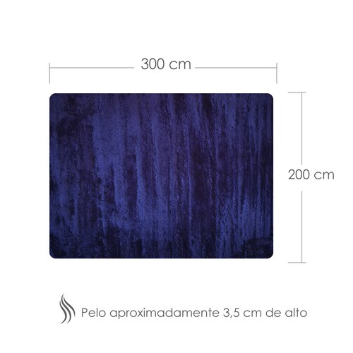 Tapete Decorativo Tipo Shag Ligero2mx3m Pelaje Largo Y Suave Azul Marino