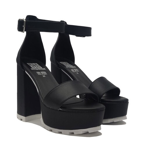Tacones Zapatillas 1010 EVAG Negro Blanco Chunky Altas Cómodas Mujer Fiesta Plataforma.