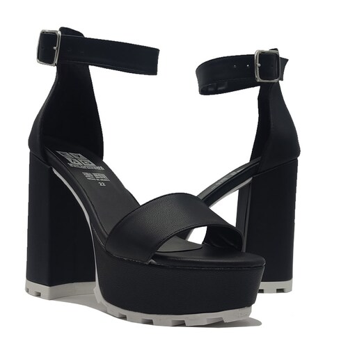 Tacones Zapatillas 1010 EVAG Negro Blanco Chunky Altas Cómodas Mujer Fiesta Plataforma.