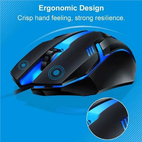 Kit Teclado Mouse Gamer Luz Rgb  Led Usb Alambrico Negro