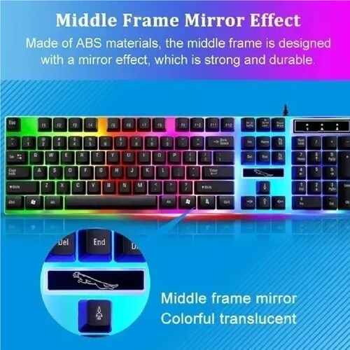 Kit Teclado Mouse Gamer Luz Rgb  Led Usb Alambrico Negro