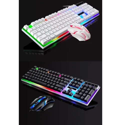 Kit Teclado Mouse Gamer Luz Rgb  Led Usb Alambrico Negro
