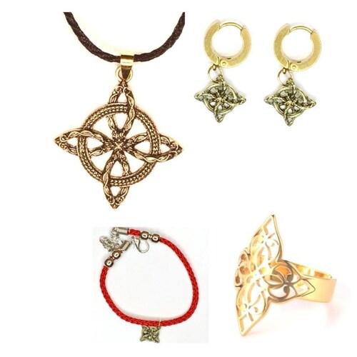 + De 4 Tipos D Juego Completo Nudo De Bruja Collar+Anillo+Pulsera+Aretes O Arracadas