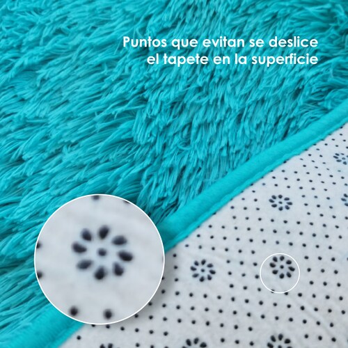 Tapete Decorativo Tipo Shag Ligero2mx3m Pelaje Largo Y Suave Aqua