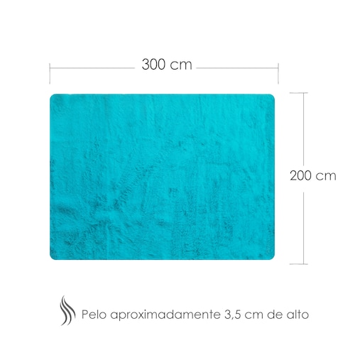 Tapete Decorativo Tipo Shag Ligero2mx3m Pelaje Largo Y Suave Aqua
